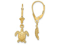 FJC Finejewelers 14k Yellow Gold 3d Mini Sea Turtleleverback Earrings