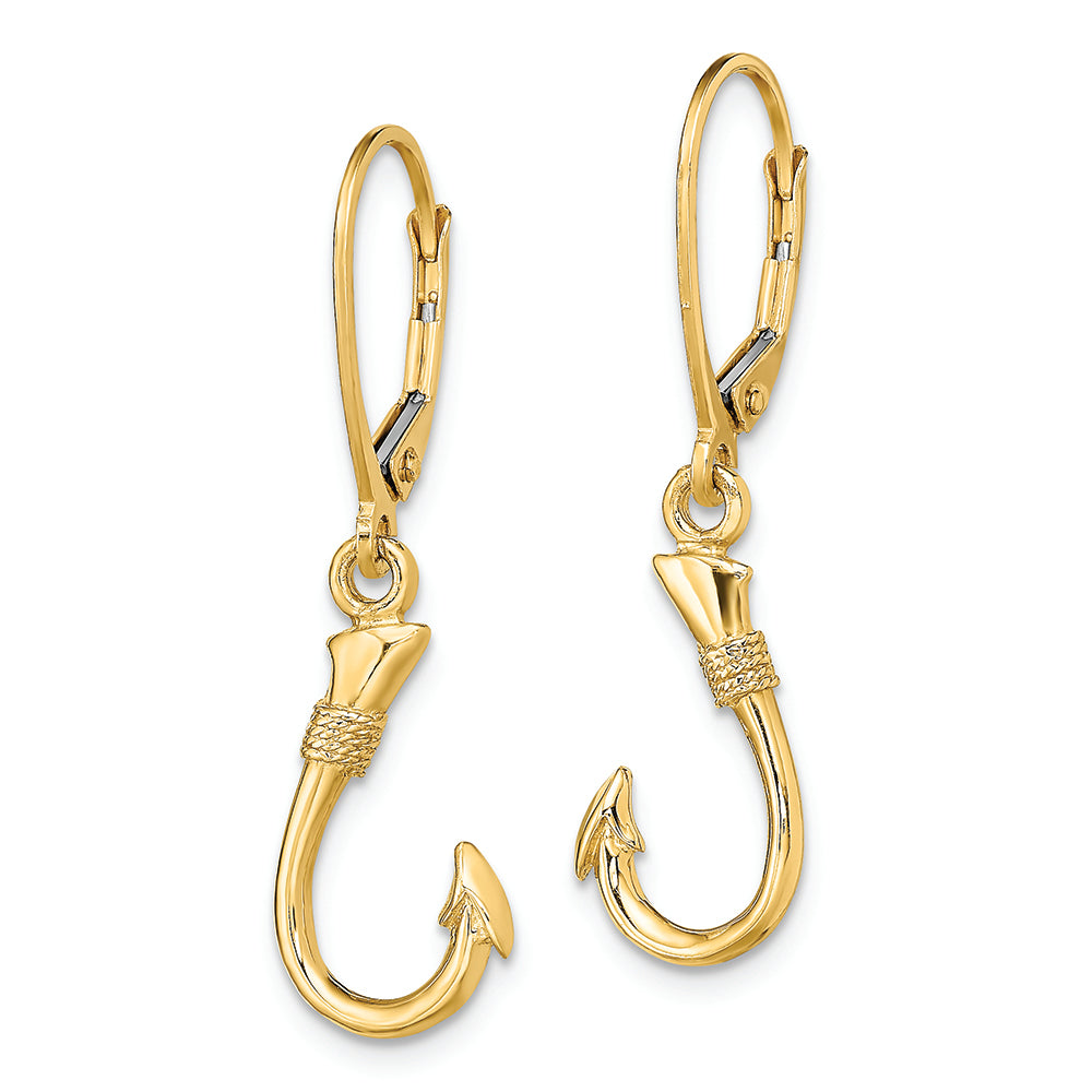 FJC Finejewelers 14k Yellow Gold 3d Fish Hook Leverback Earrings