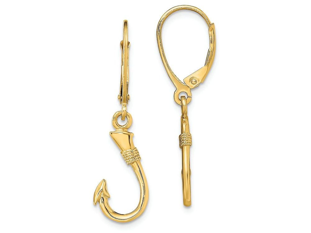 FJC Finejewelers 14k Yellow Gold 3d Fish Hook Leverback Earrings