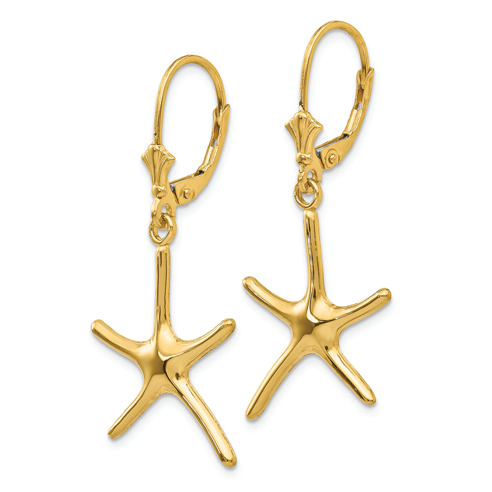 FJC Finejewelers 14k Yellow Gold Dancing Starfish Leverback Earrings