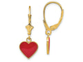 FJC Finejewelers 14k Yellow Gold 3d Mini Red Heart Leverback Earringsenamel