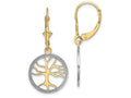 FJC Finejewelers 14k Yellow Gold Tree Of Life In White Round Frame Leverback Earrings