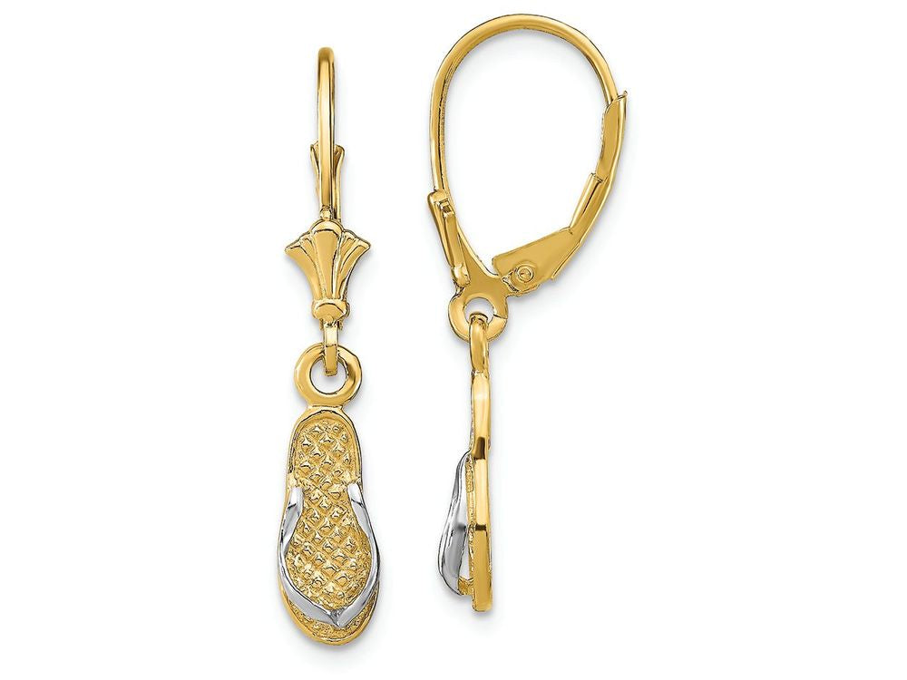 FJC Finejewelers 14k Yellow Gold Single Flip-flop Leverback Earrings (white Straps)