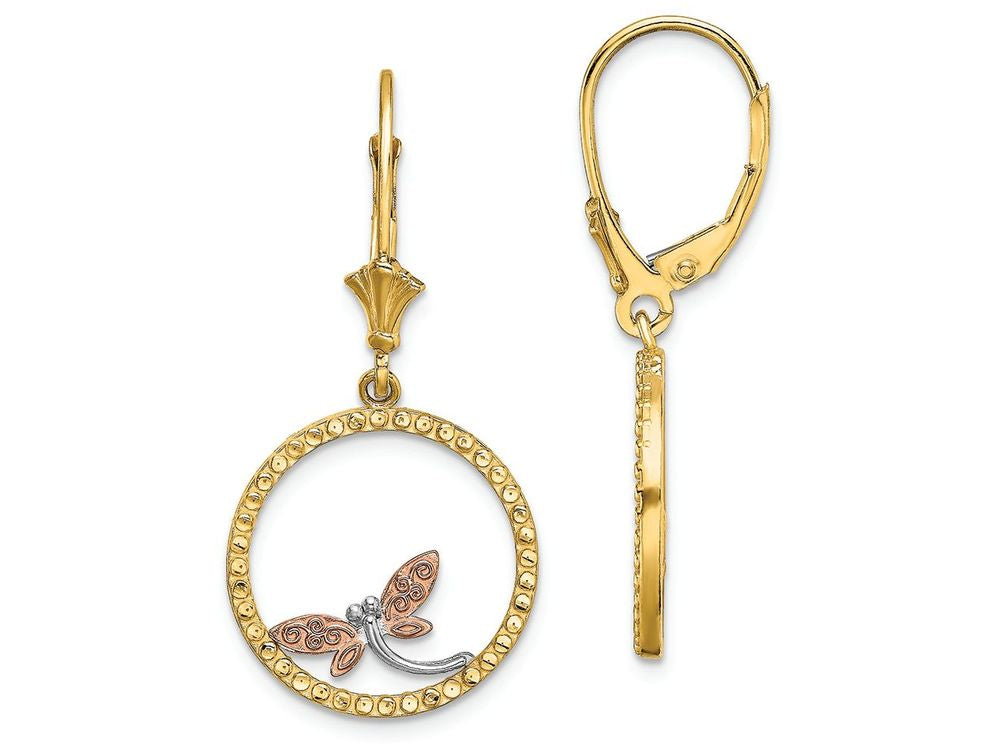 FJC Finejewelers Dragonfly Inside Round Bright Cut Frame Wire Dangle - Tt-rhodium Charm