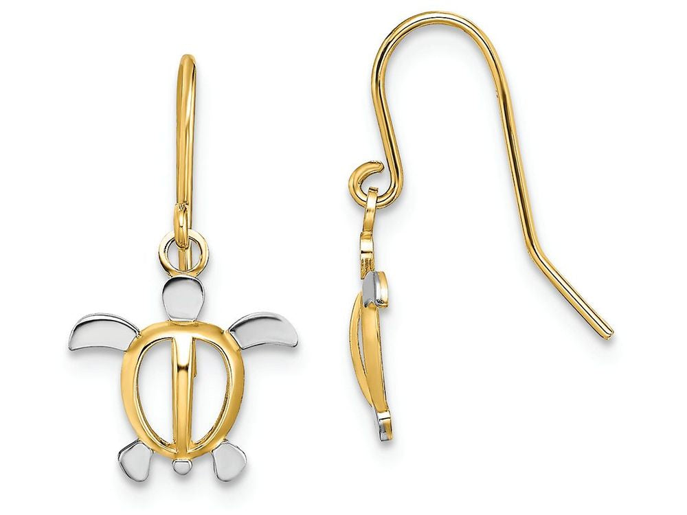 FJC Finejewelers Two-color Sea Turtle Wire Dangle Charm