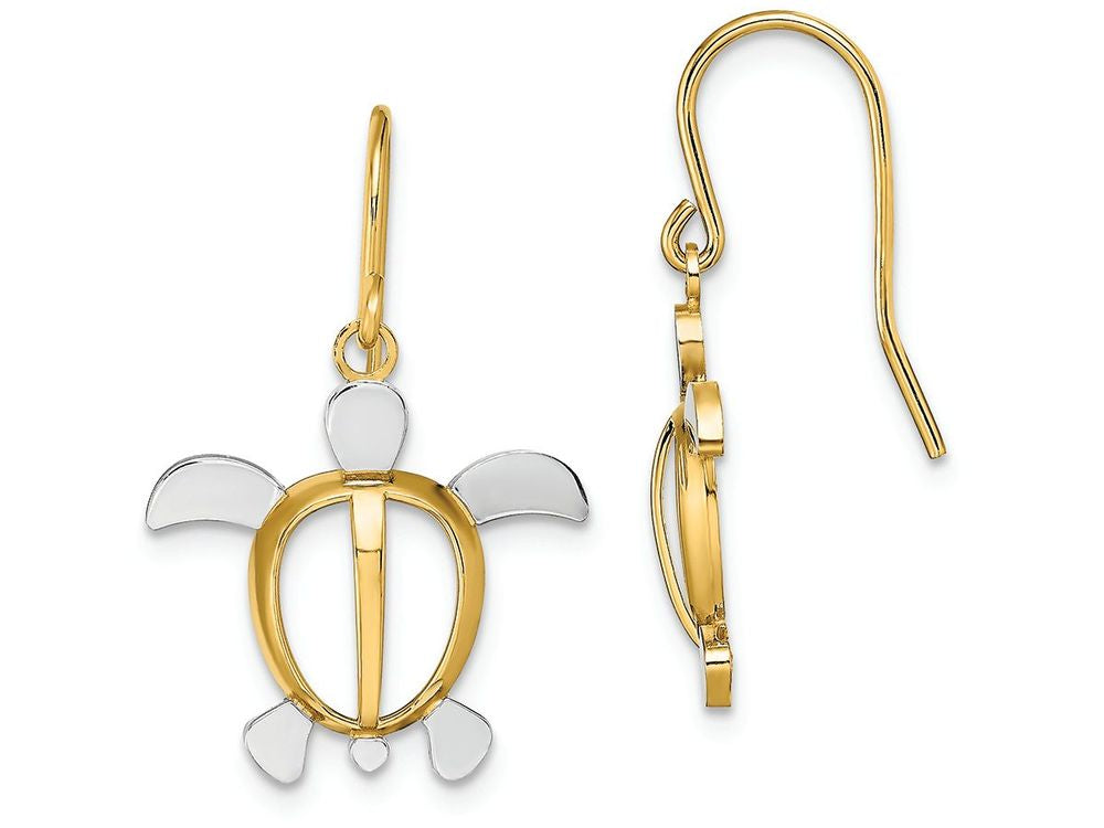FJC Finejewelers Two-color Sea Turtle Wire Dangle Charm