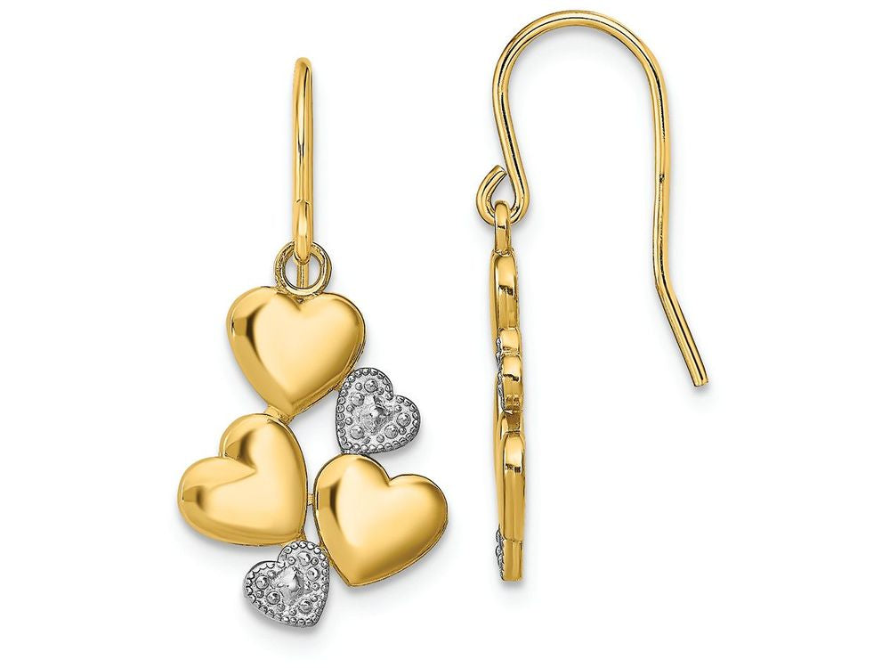 FJC Finejewelers Heart Cluster Wire Earringstwo-color Polish Textured