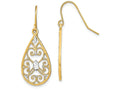 FJC Finejewelers Teardrop with Beaded Heart Filigree White Bright Cut Cntr Wire Earri
