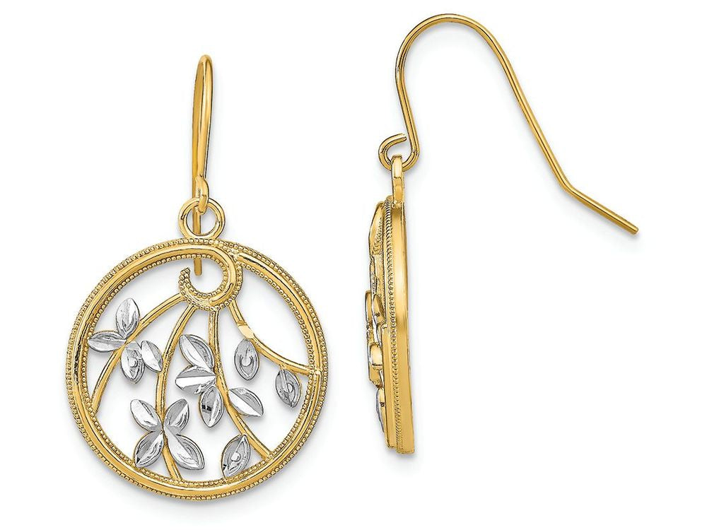FJC Finejewelers Round Frame Leaves Wire Earrings