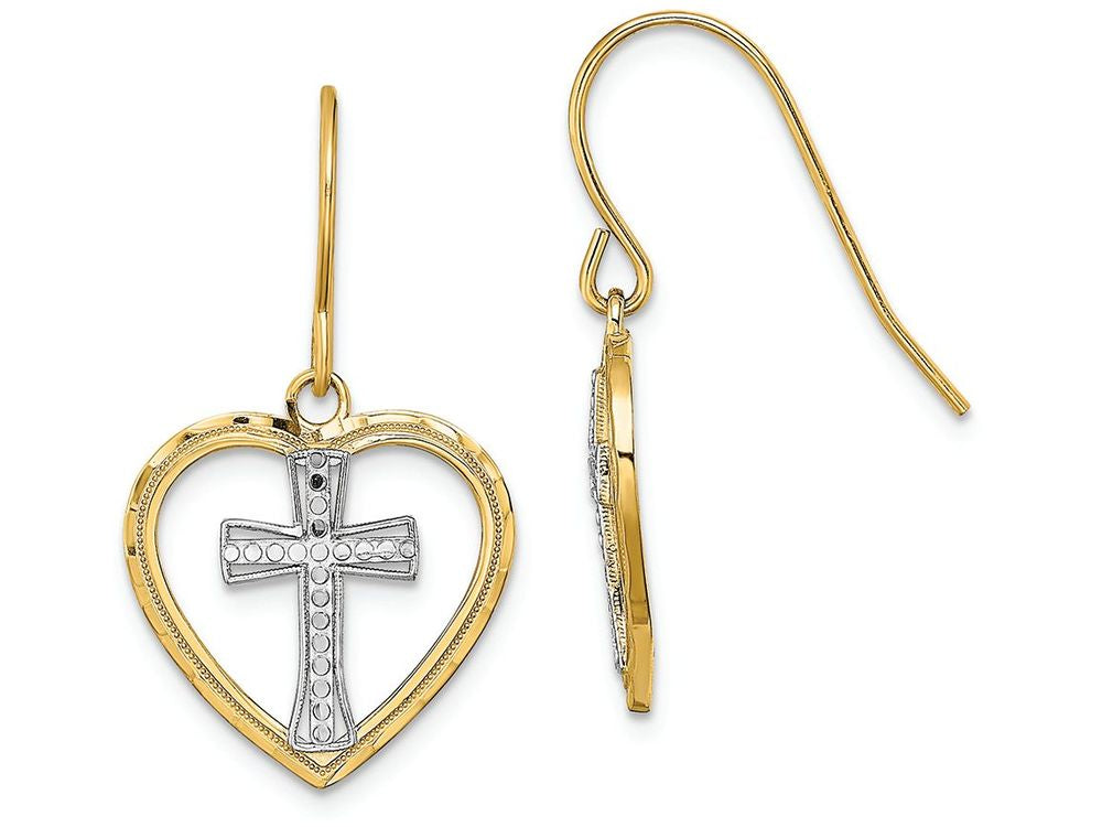 FJC Finejewelers Heart Cross In Center Wire Earrings