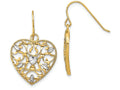 FJC Finejewelers Heart Wire Earrings with Filigree Cut-out White Leaf Accents