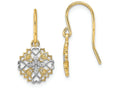 FJC Finejewelers Mini White Center Flower with Cut-out Heart Wire Earrings