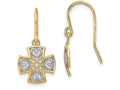 FJC Finejewelers Mini Maltese Cross Wire Earrings Hearts Bright Cut