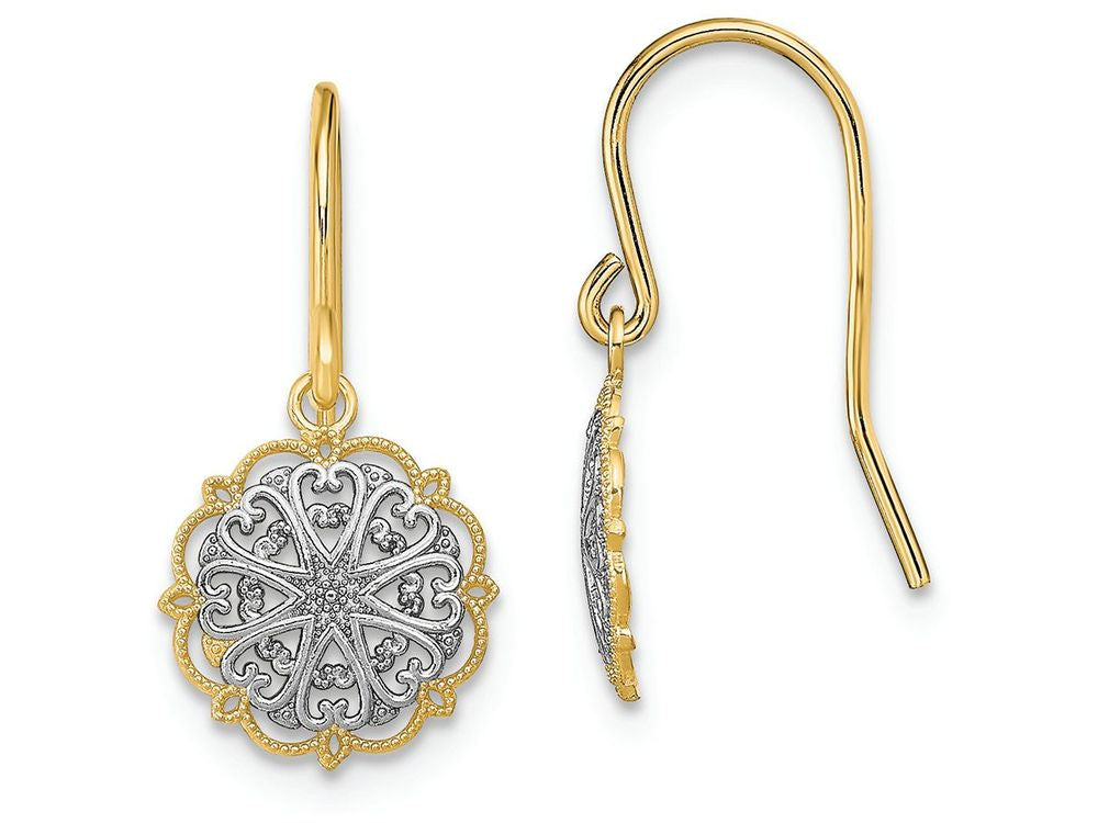 FJC Finejewelers Mini Scalloped Edge with Filigree Hearts Wire Earrings Ylwwithht