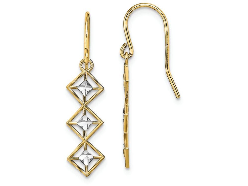 FJC Finejewelers Small Triple Diamond Shape Wire Earrings Bright Cut Accents