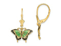 FJC Finejewelers 14k Yellow Gold Butterfly with Green Stained Glass Wings Leverback Earrings