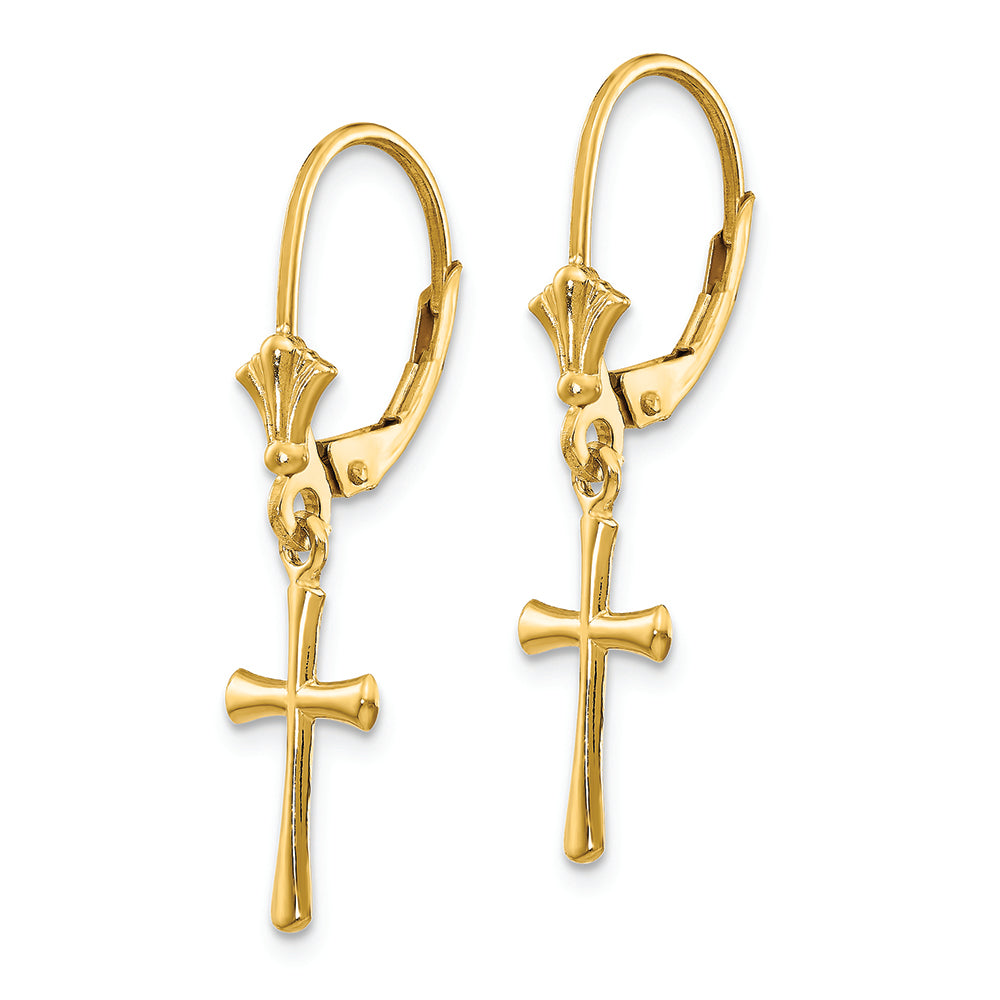 FJC Finejewelers 14k Yellow Gold Lever Back Cross Earrings              