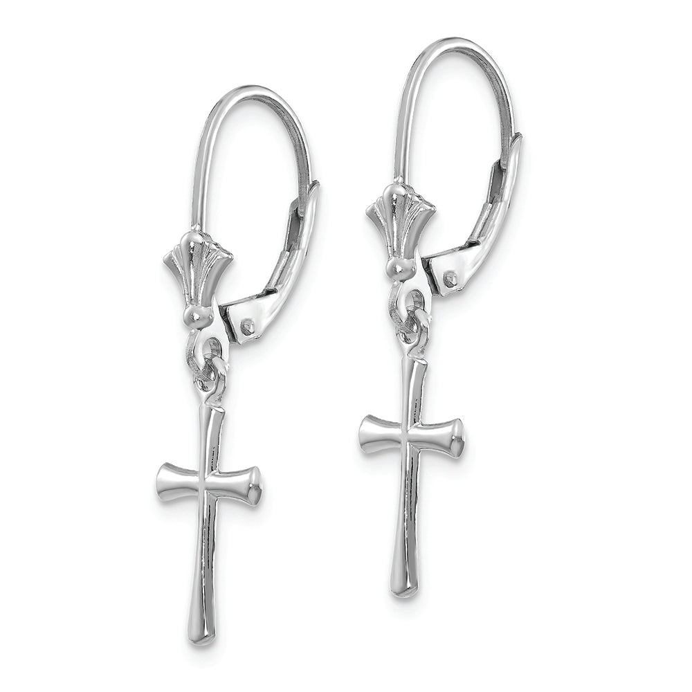 FJC Finejewelers 14k White Gold Lever Back Cross Earrings