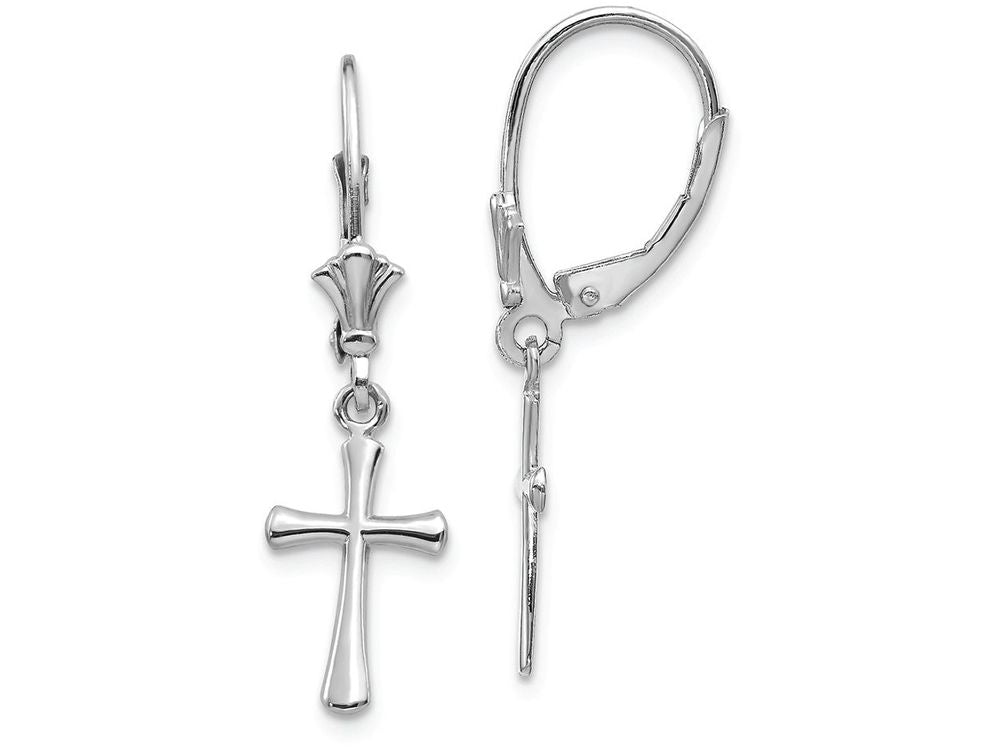 FJC Finejewelers 14k White Gold Lever Back Cross Earrings