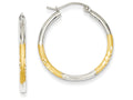 FJC Finejewelers 14k Yellow Gold and Rhodium 2mm Satin and Bright-cut Hoop Earrings