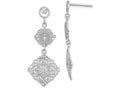 FJC Finejewelers 14k White Gold Filigree Medallion Drop Earings Wht Bright Cut Center Edges