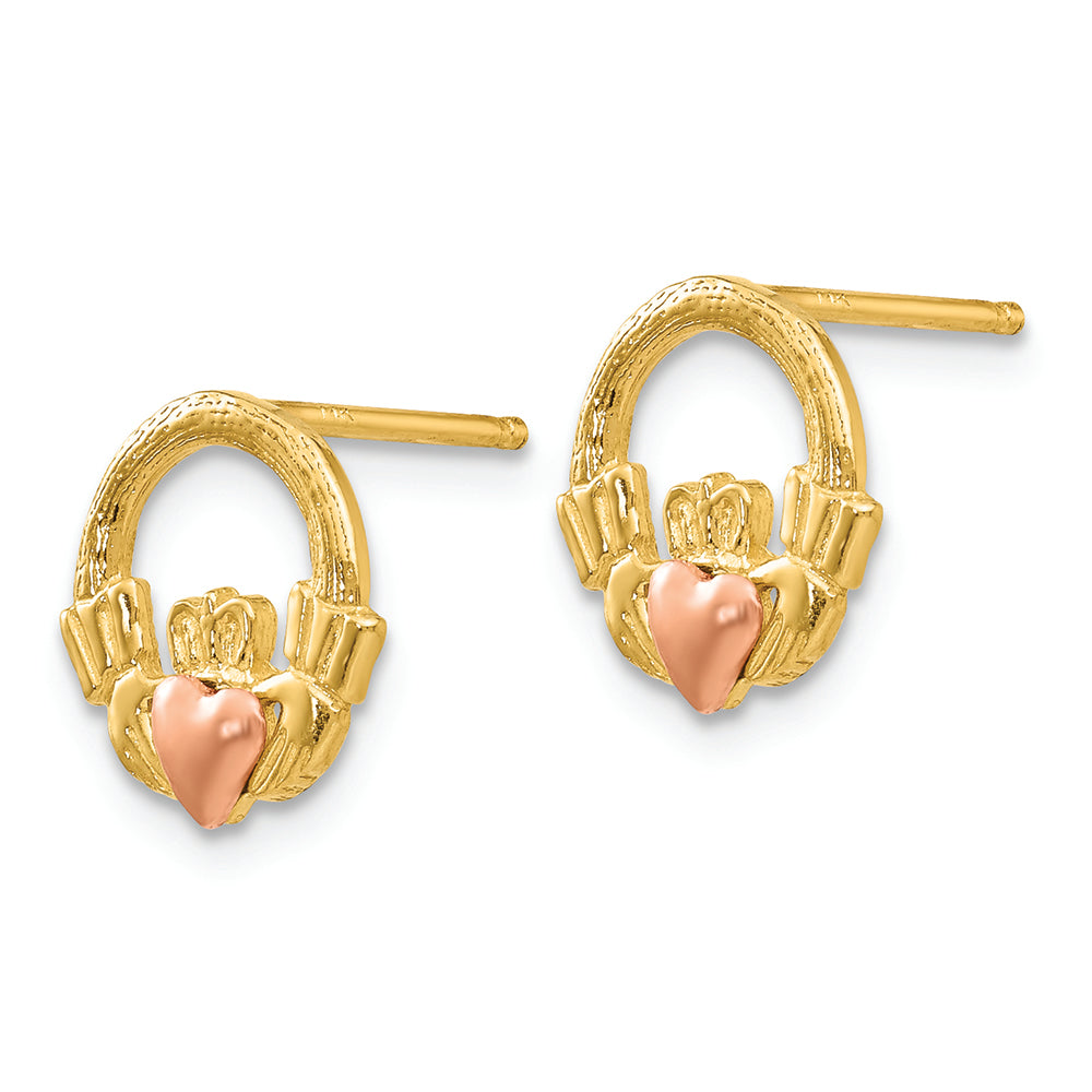 FJC Finejewelers 14k Two-tone Gold Claddagh Post Earrings