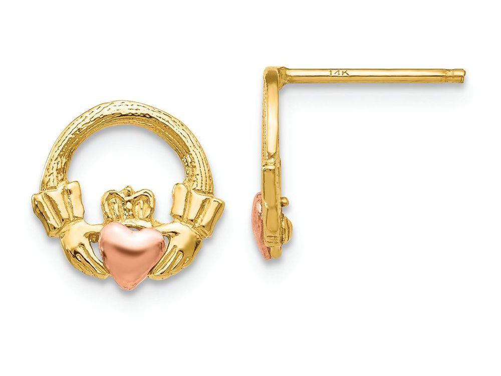 FJC Finejewelers 14k Two-tone Gold Claddagh Post Earrings