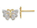 FJC Finejewelers 14k Yellow Gold with Rhodium Butterfly Post Earrings