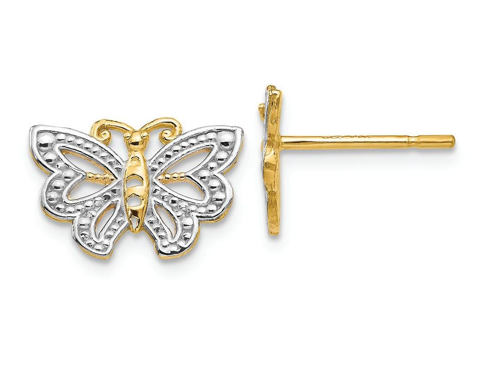 FJC Finejewelers 14k Yellow Gold with Rhodium Butterfly Post Earrings
