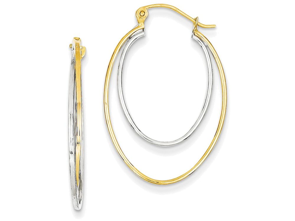 FJC Finejewelers 14 kt Two Tone Gold Lightweight Hoop Earrings