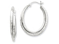 FJC Finejewelers 14k White Gold Bright-cut Polished Oval Hoop Earring