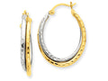 FJC Finejewelers 14 kt Two Tone Gold Bright-cut Polished Oval Hoop Earring