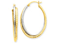 FJC Finejewelers 14 kt Two Tone Gold Bright-cut Polished Oval Hoop Earring