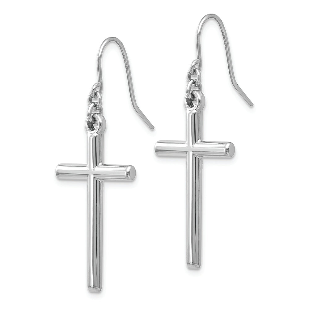 FJC Finejewelers 14k White Gold Hollow Cross Dangle Earrings