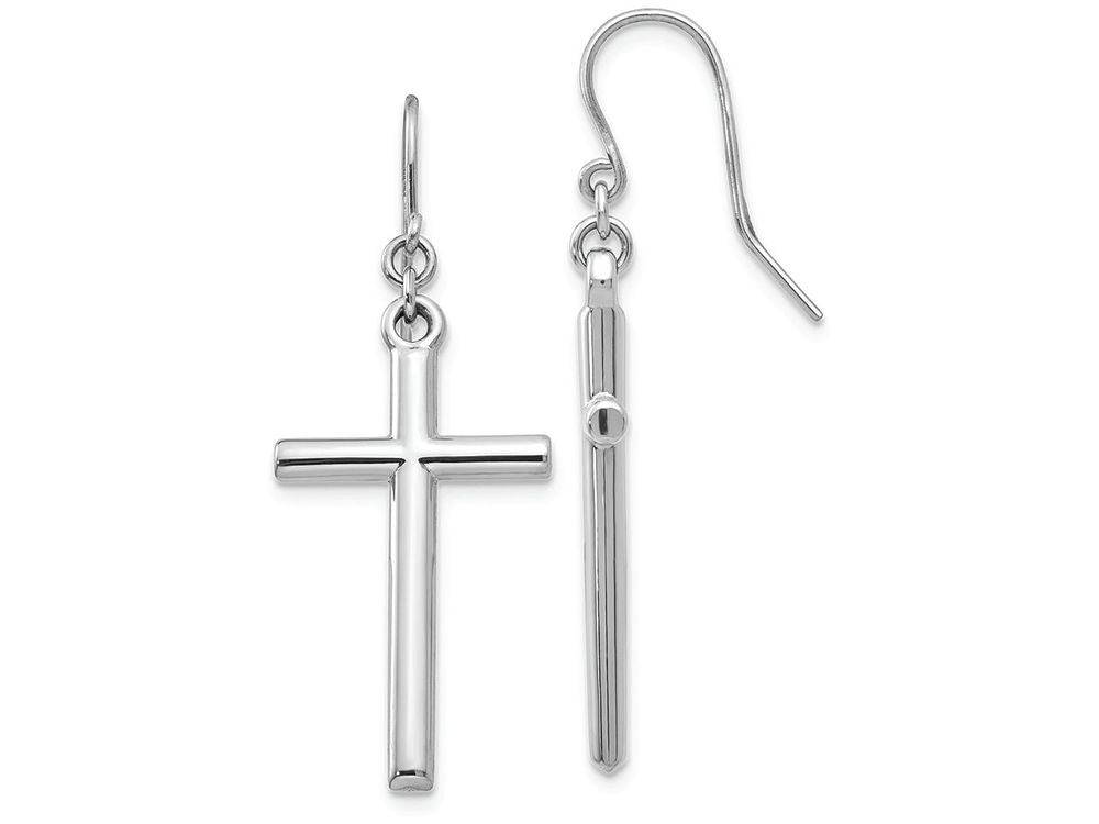 FJC Finejewelers 14k White Gold Hollow Cross Dangle Earrings