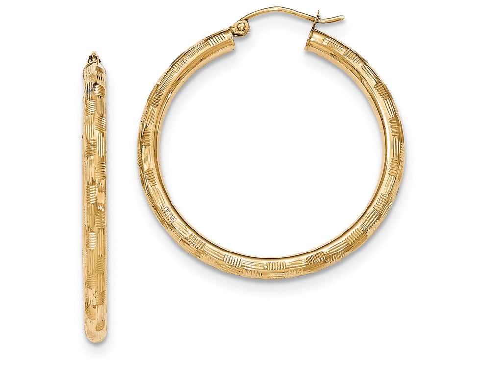 FJC Finejewelers 14k Yellow Gold Textured Hoop Earrings