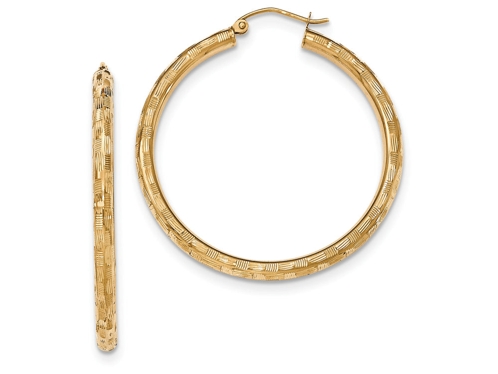 FJC Finejewelers 14k Yellow Gold Textured Hoop Earrings