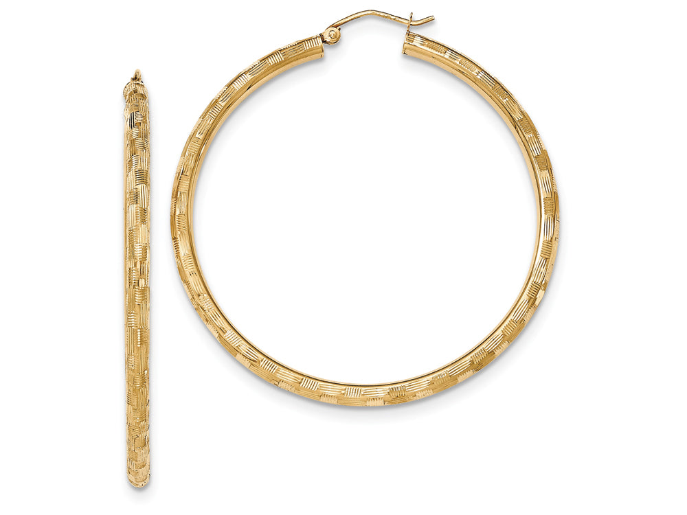 FJC Finejewelers 14k Yellow Gold Textured Hoop Earrings