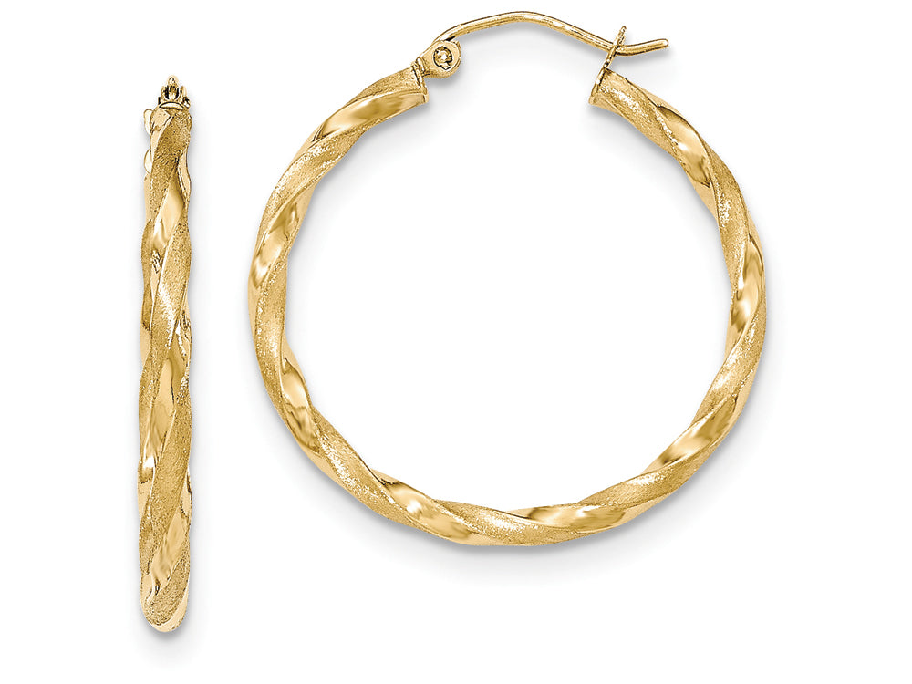 FJC Finejewelers 14k Yellow Gold Satin Twisted Hoop Earrings