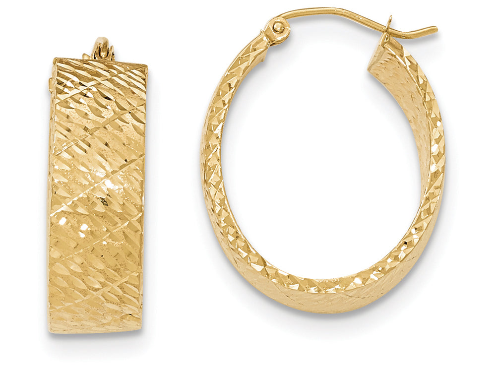 FJC Finejewelers 14k Yellow Gold Bright Cut Oval Hoop Earrings 25mm x 7.5mm