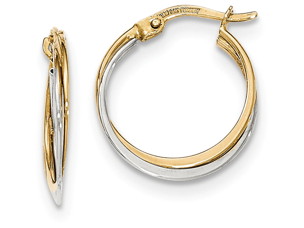 FJC Finejewelers 14 kt Two Tone Gold Polished Hoop Earrings