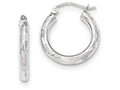 FJC Finejewelers 14k White Gold Textured Hoop Earrings
