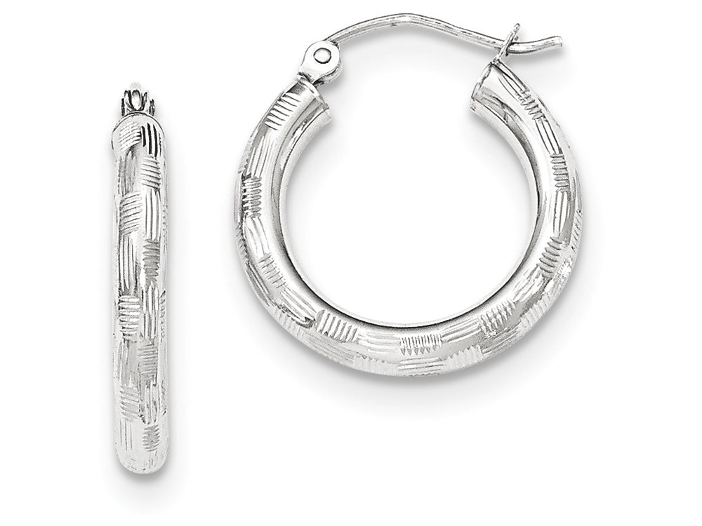 FJC Finejewelers 14k White Gold Textured Hoop Earrings