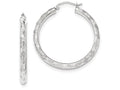 FJC Finejewelers 14k White Gold Textured Hoop Earrings