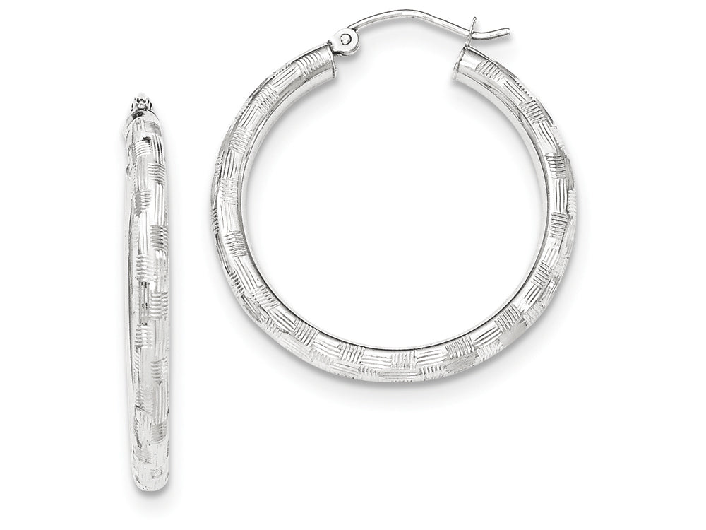 FJC Finejewelers 14k White Gold Textured Hoop Earrings