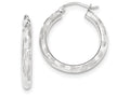 FJC Finejewelers 14k White Gold Textured Hoop Earrings
