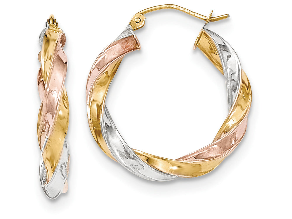 FJC Finejewelers 14 kt Tri Color Gold Light Twisted Hoop Earrings