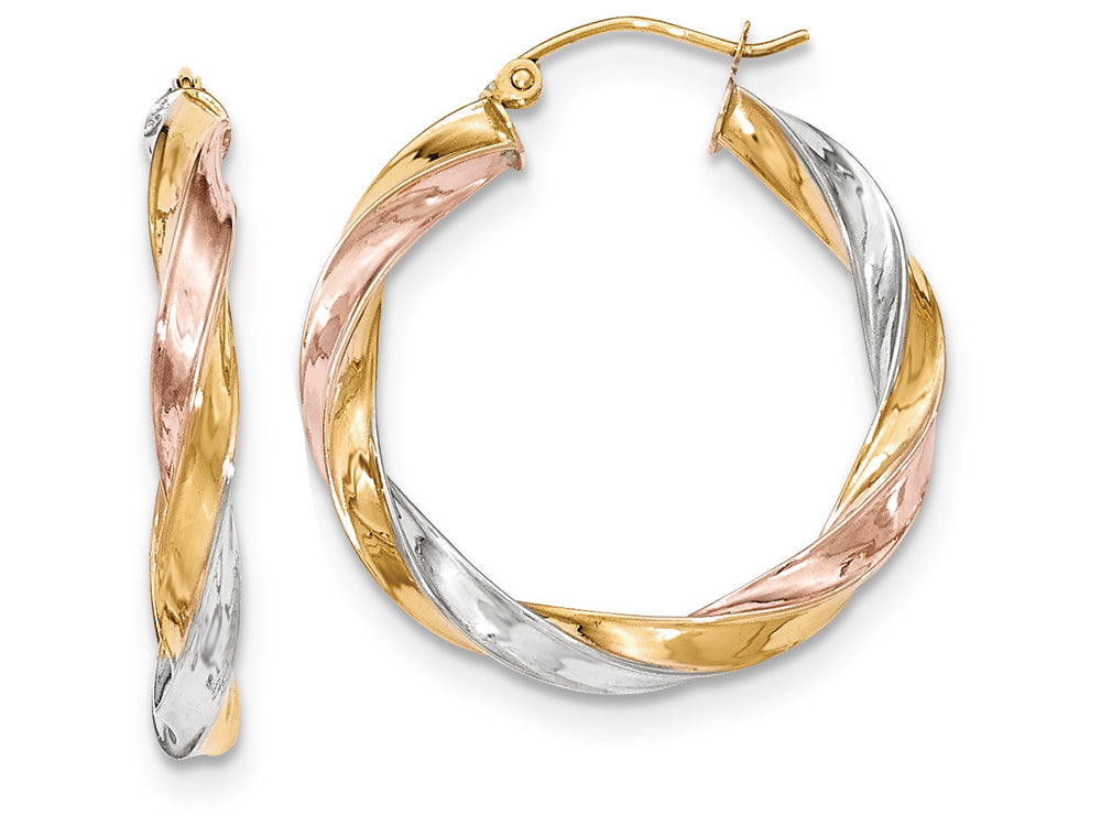 FJC Finejewelers 14 kt Tri Color Gold Light Twisted Hoop Earrings