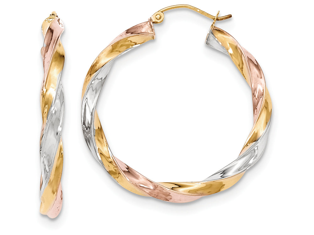 FJC Finejewelers 14 kt Tri Color Gold Light Twisted Hoop Earrings