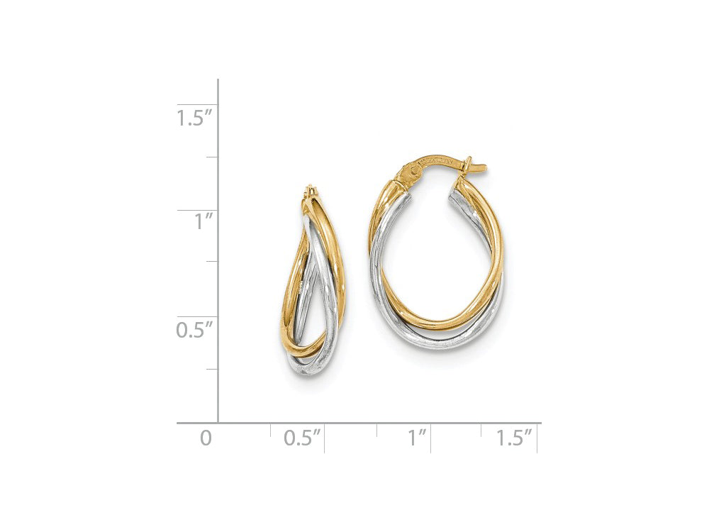 FJC Finejewelers 14 kt Two Tone Gold Polished Oval Hoop Earrings